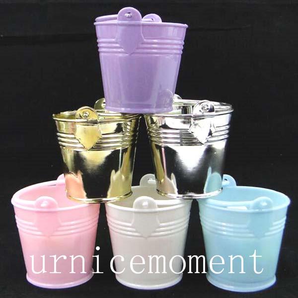 6 Colors--24pcs/lot individuation Mini colorized plastic bucket candy box Wedding Supplies gift boxes decorative buckets