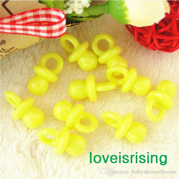 New Arrivals--200pcs 22mm*11mm Mini Acrylic Solid Yellow Baby Pacifier Baby Shower Favors~Cute Charms ~cupcake decorating