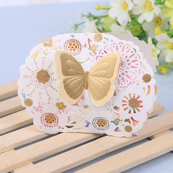 Lowest Price--50Pcs/Lot Elegant Romantic Butterfly Candy Box Gift Boxes Party Event Supplies Decoration Laser Cut Wedding Paper Favor Boxes