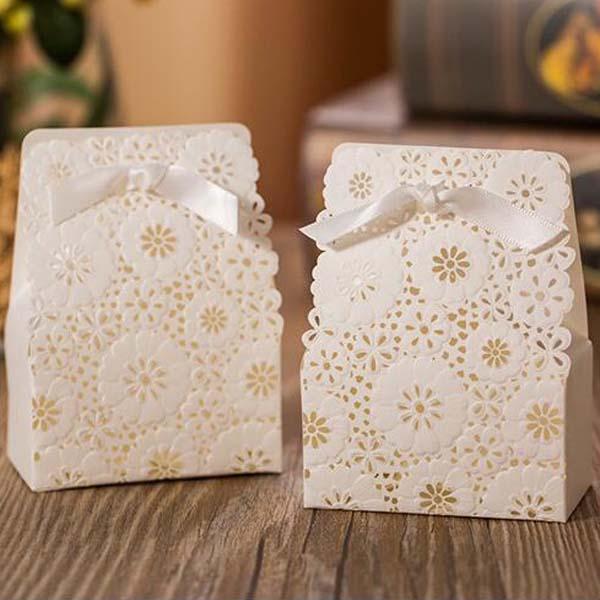 100pcs/lot White/Red Flower Laser Cut Wedding Favor Boxes Wedding Candy Box Casamento Wedding Favors And Gifts