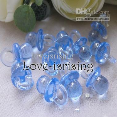 Free shipping-100pcs Mini Acrylic Clear Blue Baby Pacifier Baby Shower Favors~Cute Charm-New Arrival