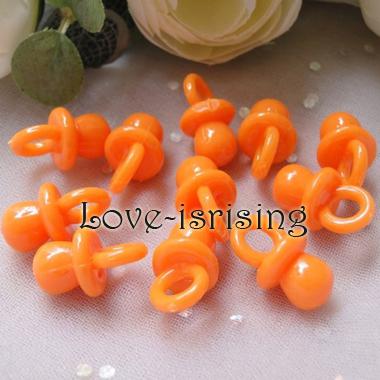 Free shipping-100pcs Solid Orange Mini Acrylic Baby Pacifier Baby Shower Favors~Cute Charm