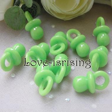 Free shipping-100pcs Solid Green Mini Acrylic Baby Pacifier Baby Shower Favors~Cute Charm