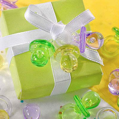 Free shipping-100pcs Clear Green Color Mini Acrylic Baby Pacifier Baby Shower Favors~Cute Charm