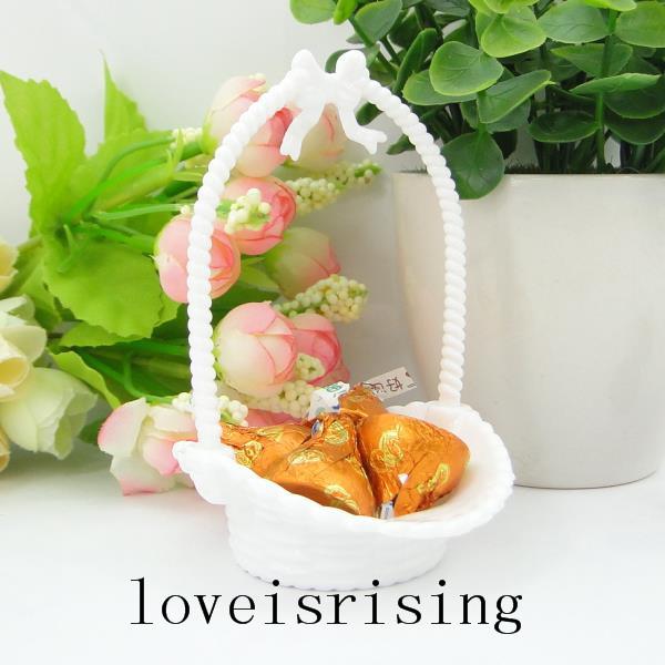 48pcs/lot White/Gold/Silver Color Little Flower Basket Shape Candy Boxes For Baby Shower Favors Wedding Party decoration