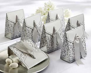 Free Shipping-Wholesale-50pcs Silver Christmas Party Favour box Gift Box Candy Box Decor-Hot Sell