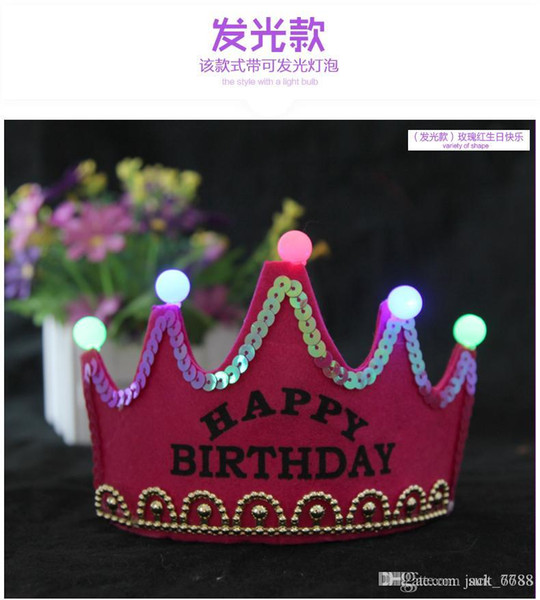 free shipping factory selling Hot Birthday hat Birthday party hats emitting tiara crown hat crown Children's birthday hat free shipping