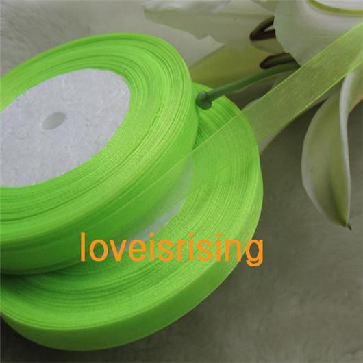 100 Yards (300 ft) 3/8'' (10mm) Double Face Apple Green/Black/Aqua Blue Color Sheer Organza Ribbon Wedding Party Favor Decoration Craft