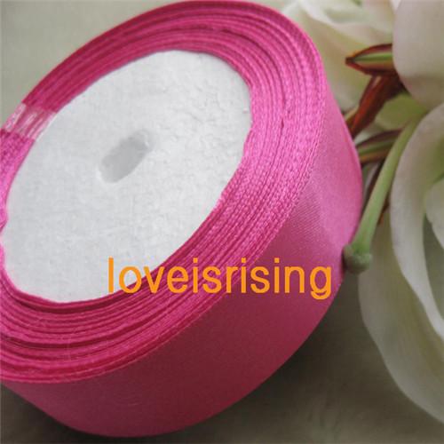 Free Shipping-100 Yards (300 ft) 1'' (25mm) Single Face Fuchsia/Blue/Gold Color Satin Ribbon Wedding Party Favor Wedding Accessories