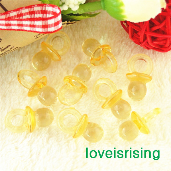 Free shipping--500pcs Mini Acrylic Clear Gold Shadow Baby Pacifier Baby Shower Favors~Cute Charms ~cupcake decorating