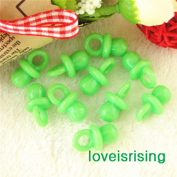 Free shipping--500pcs Mini Acrylic Solid Green Baby Pacifier Baby Shower Favors~Cute Charms ~cupcake decorating