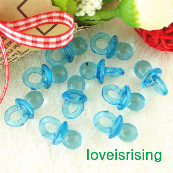 Free shipping--500pcs Mini Acrylic Clear Aqua Blue Baby Pacifier Baby Shower Favors~Cute Charms ~cupcake decorating