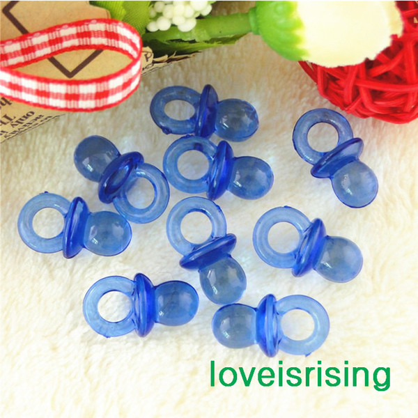 Free shipping--500pcs Mini Acrylic Clear Royal Blue Baby Pacifier Baby Shower Favors~Cute Charms ~cupcake decorating