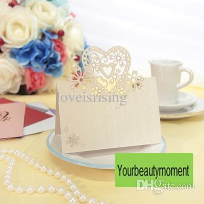 New Arrivals--Hot Sale-50pcs Ivory Color Laser Cut Place Cards Wedding Name Cards For Wedding Party Table Decoration-7 Colors U Pick