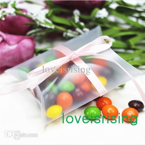 Free shipping-50pcs 9x7x2.4cm Anti-Scratch Clear/Matte Pillow Favor Box Gift Box For Baby Shower Candy Box Wedding Favors Boxes Supplies