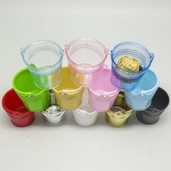 8 Colors--24pcs/lot individuation Mini colorized plastic bucket candy box Wedding Supplies gift boxes decorative buckets