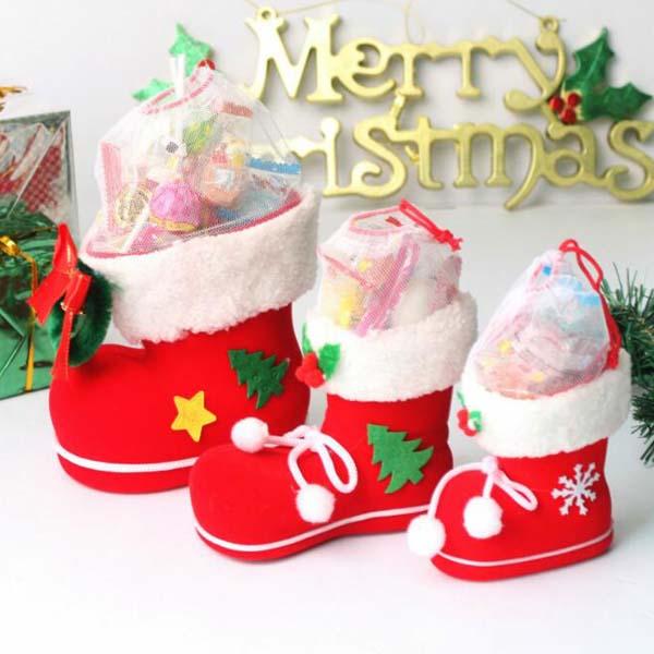 5pcs/lot S/M/L Size Christmas Decorations Ornament Boots Xmas Gift Santa Claus Candy Jar Table Decor Supplies