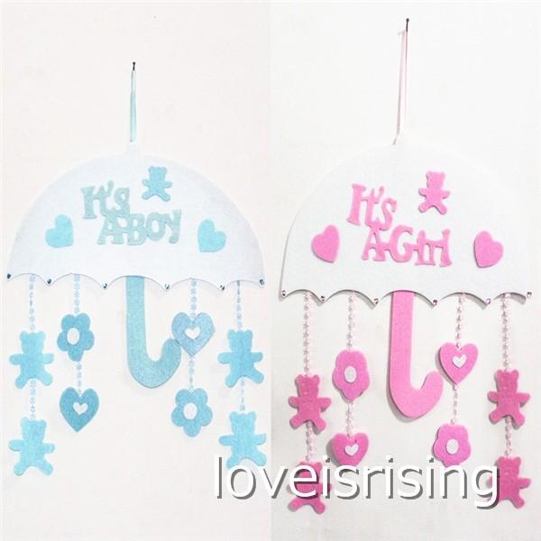 New Arrivals -2pcs/lot Cute Non woven Boy & Girl Baby Showers Christenings Baby Birthday Party Supplies Hanging Decoration