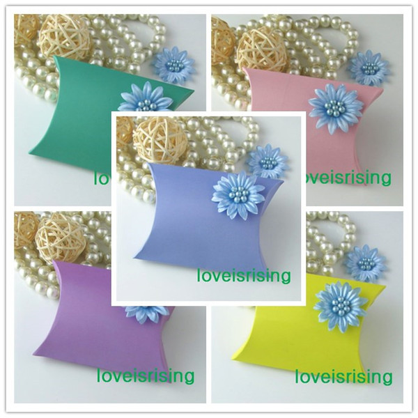 Tracking Number-50Pcs 9x7.1x2.4cm 5 Colors Pick Pillow Favor Box Baby Shower Gift Box Wedding Favors Supplies