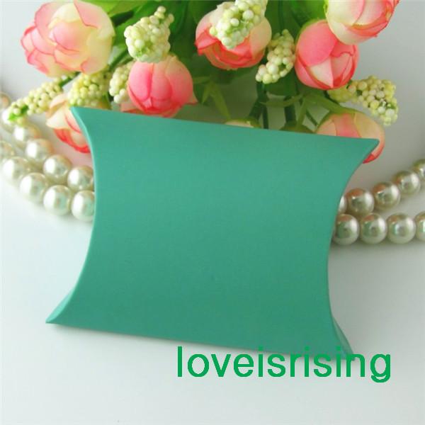 Tracking Number--5 Colors Pick 100Pcs 9x7.1x2.4cm Pillow Candy Boxes Baby Shower Gift Box Wedding Favors Supplies