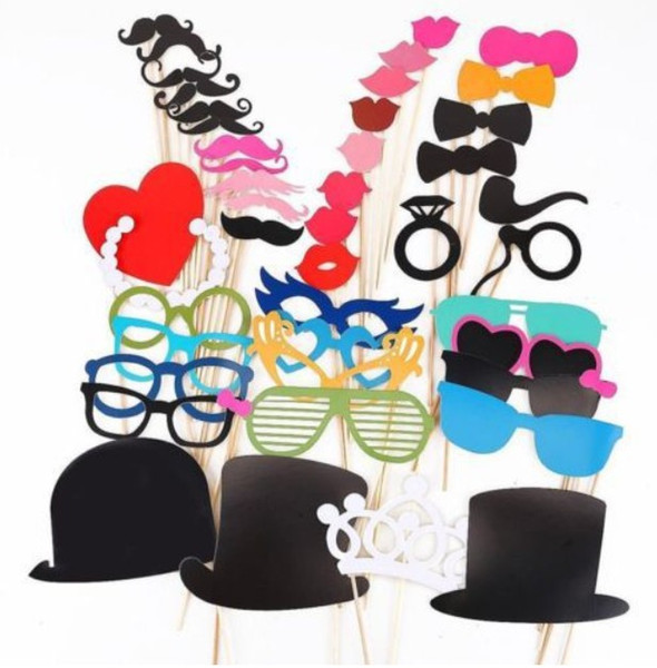 Wedding Photo Props On A Stick Mustache Party Fun Christmas Birthday Favor 44pcs per set