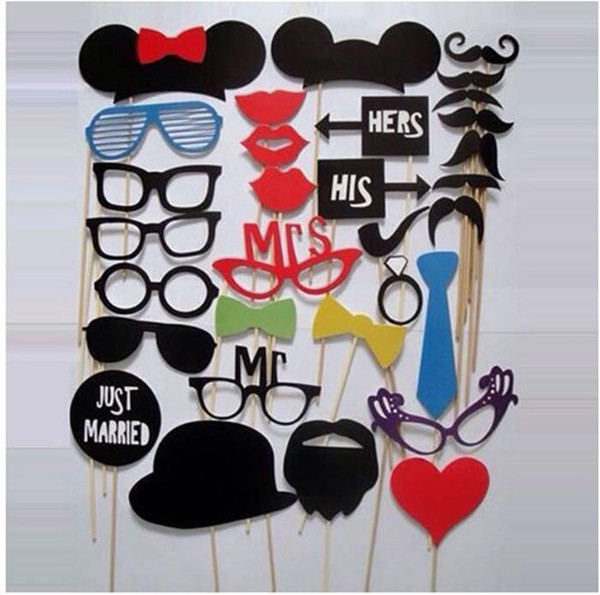 300sets/lot, Wedding Birthday party fun favor 31pcs/set DIY Photo Booth Props Hat Mustache On A Stick 0920#20
