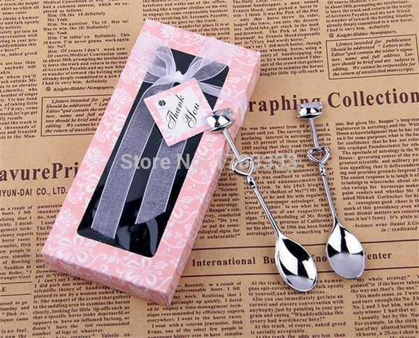 Free Shipping 500pcs/lot=250 sets/lot Double Heart Coffee Spoons Wedding favors and gifts 0915#15