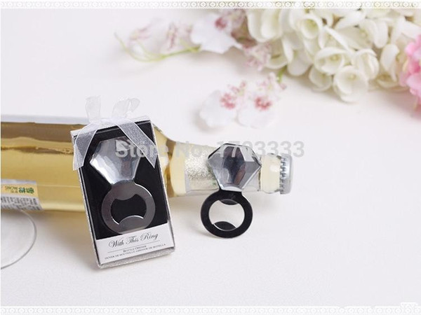 Wholesale Creative Wedding favor 100PCS/LOT Creative gift raffle birthday diamond ring beer bottle opener Favors 0915#15