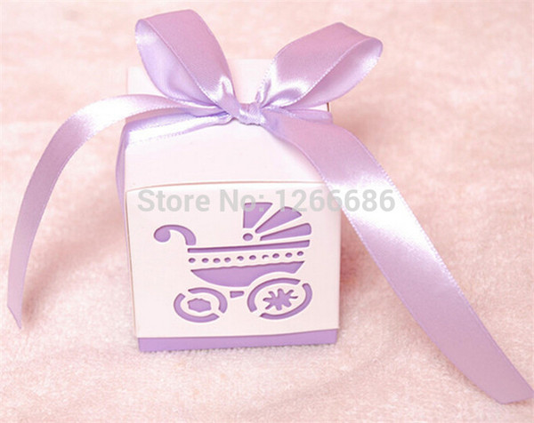 2000pcs Mixed Color Laser Cut Baby Carriage Favor Box, Gift Box, Candy Boxes