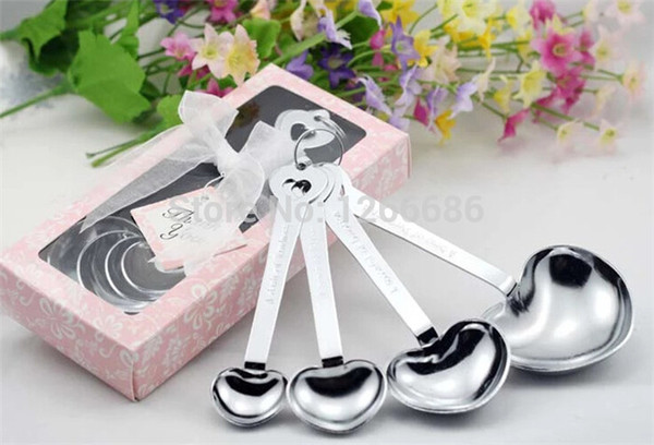 300sets/lot Heart Measuring Spoons in Gift Pink box