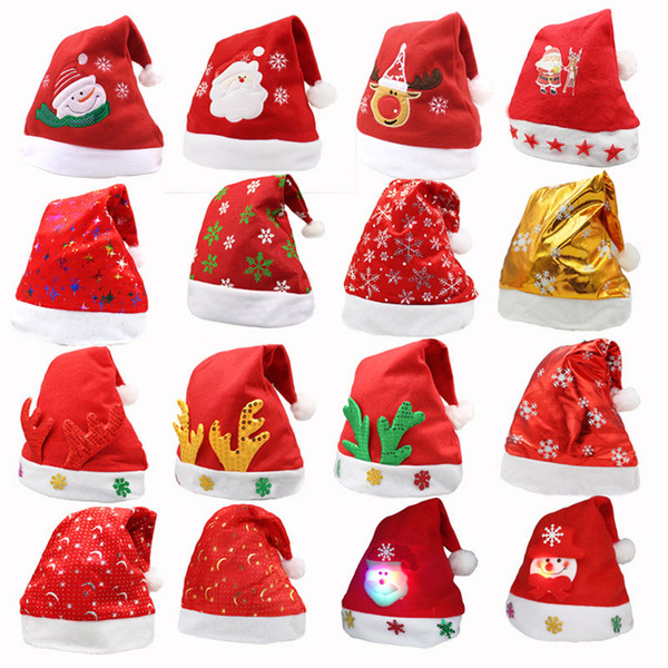 Many Styles Red Santa Claus Hat Ultra Soft Plush Christmas Cosplay Hats Christmas Decoration Adults Christmas Party Hats