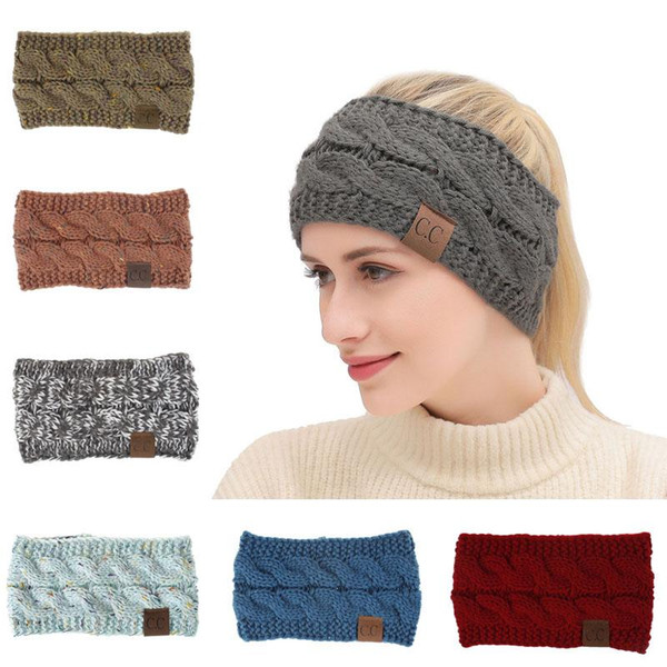 Women's Winter Knitted Headband With Dot Flower Hairband Elastic Breathable Winter Warm Colorful Female Headband With Logo BH0817 TQQ