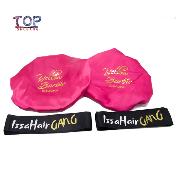 Customized Logo Brand Women Satin bonnet 2 Layer Polyester Satin Women Bonnet/Headband Caring Extention Wig Hairs Sleep bonnets