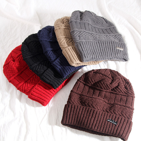 Winter Man Hat Muffler Wool Line Knitting Wool Caps Adult Scarf Hats Suit Warm Christmas Hats