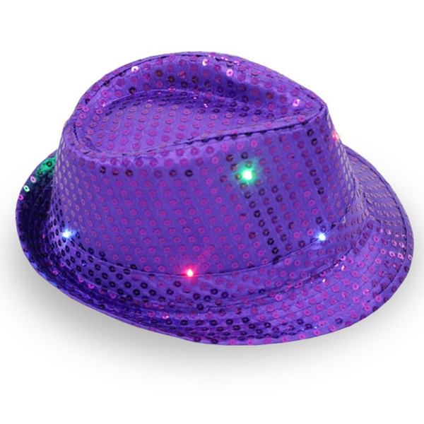 LED Hat Light Up Sequin Fedora Hats Jazz Dance Hats For Men & Women Party And Club