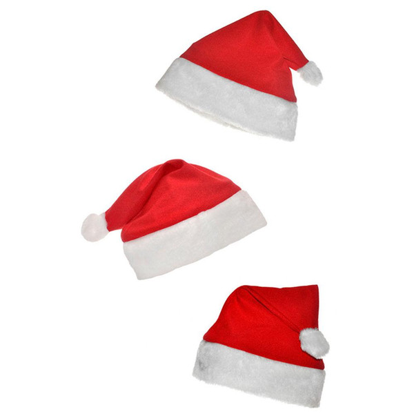 Hot Red Santa Claus Hat Ultra Soft Plush Christmas Cosplay Hats Christmas Decoration Adults Christmas Party Hats