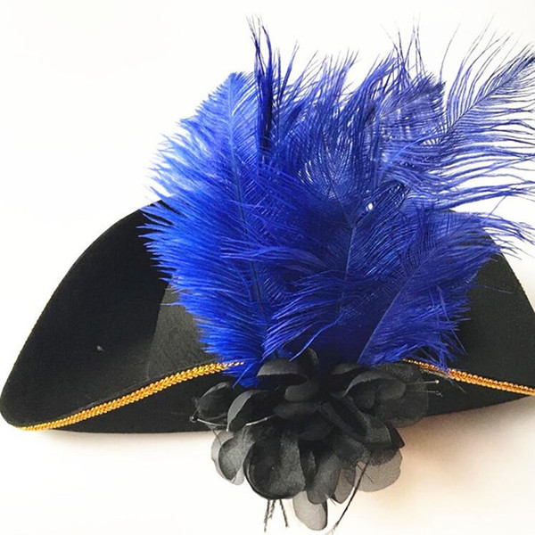 2018 New Feather Royal Court Top Hat Adults Men Pirates Hats Cosplay Performance Props Party Hats Carnival Party Dress Supplies