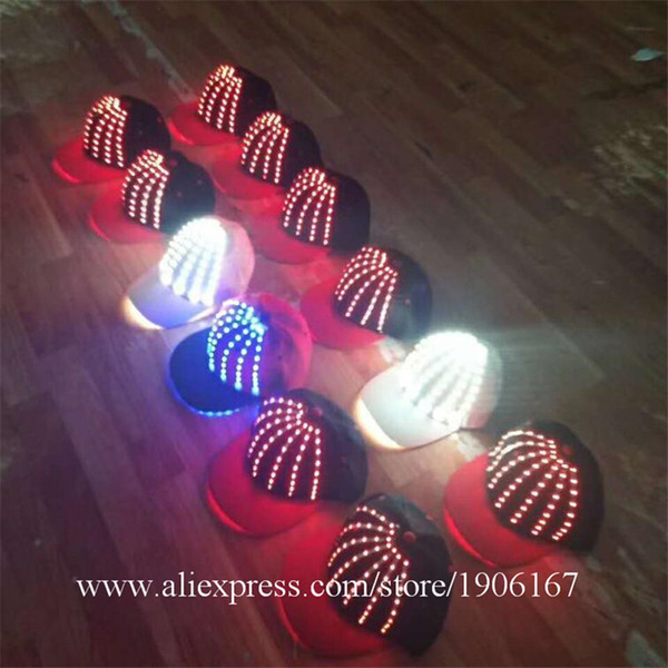 Wholesale 5 Pcs LED Luminous Hats Light Up Party Cap Hat Halloween Christmas Stage Dancing Bar DJ Hearwear Birthday G