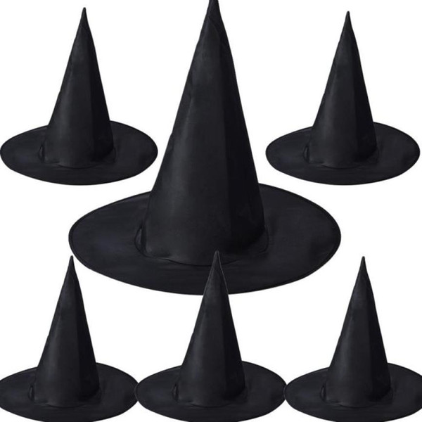 Taotown 6Pcs Adult Womens Black Witch Hat For Halloween Costume Accessory Cap Halloween Party Hat Props