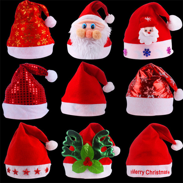 Adult Children Christmas Hats Santa Hats Wholesale, Good Quality Christmas Santa Claus Hats of All Kinds