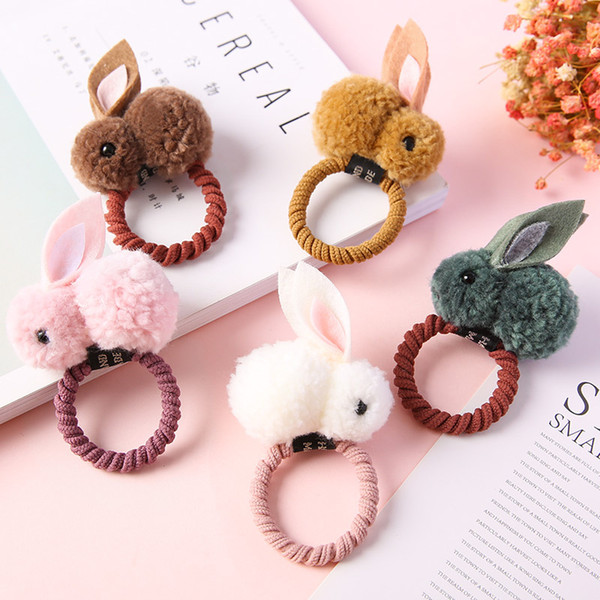 Cute cartoon bunny hair Rope plush rabbit ears autumn and winter hair ring female head rope children hair accessories