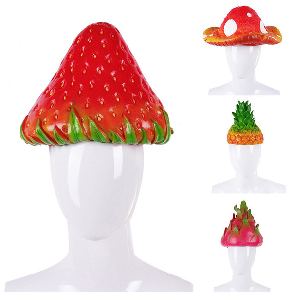 Funny Vegetable Fruit Hat Accessory Cosplay Halloween Carnival Masquerade Party Material Silicone fabric material soft YMP