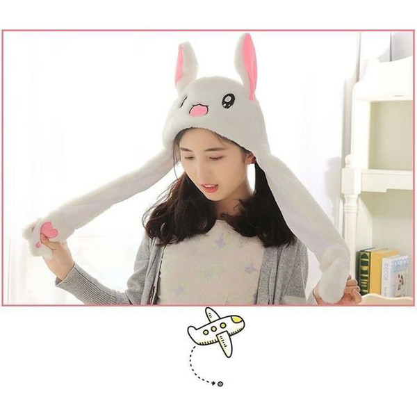 Rabbit Hat Dance Ears Beanie Airbag Cap Plush Animal Ear Moving Jumping Toys Cute Cartoon Fashion Stuffed Party Supplies