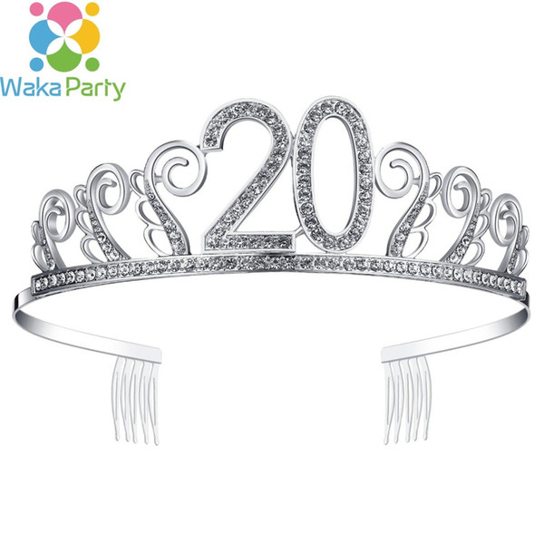 Crystal Birthday Tiara Rhinestone Princess Crown Happy Birthday Crowns Silver Happy 20th