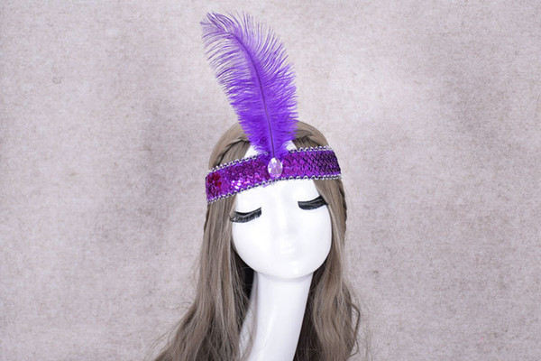 Ostrich feather sequins diamond headband feather headband indian headband hairband