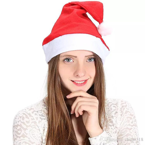 free shipping HOT 200pcs Red Santa Claus Hat Non-woven Ultra Soft Plush Christmas Cosplay Hats Decoration Adults child Christmas Party Hats