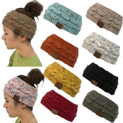 14 Colors CC Knitted Headband Women Winter Sports Crochet Headwrap Hairband Turban Head Band Ear Warmer Beanie Cap Headbands 100pcs