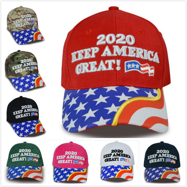 NEW 8 colors Donald Trump baseball hat Star USA Flag Keep America Great 2020 Hat 3D Embroidery Letter adjustable Snapback Wholesale DHL