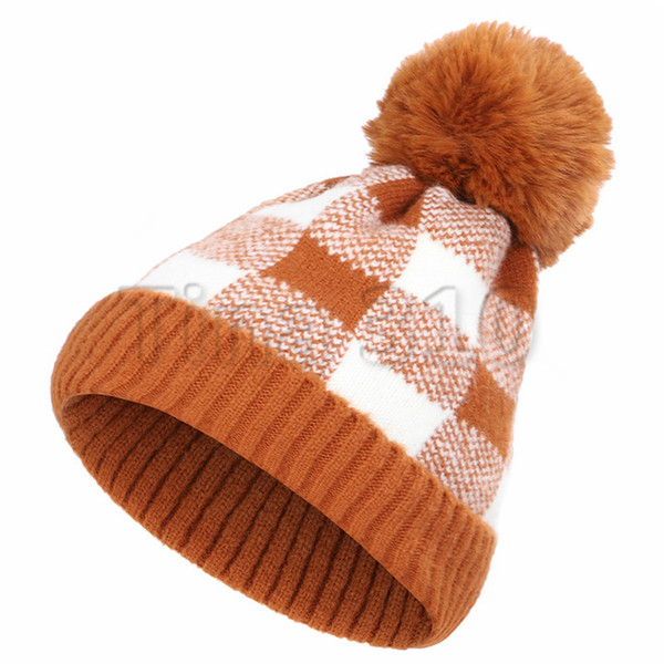 Hot 15 styles of ladies' autumn/winter check cap wool ball cap Women Winter Beanie Warm Cap Party Hats T3I5574