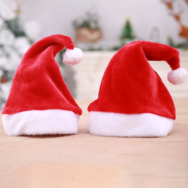 Santa Claus hat winter warm high-grade plush adult / children increase thickening big ball soft plush Christmas hat Christmas decorations